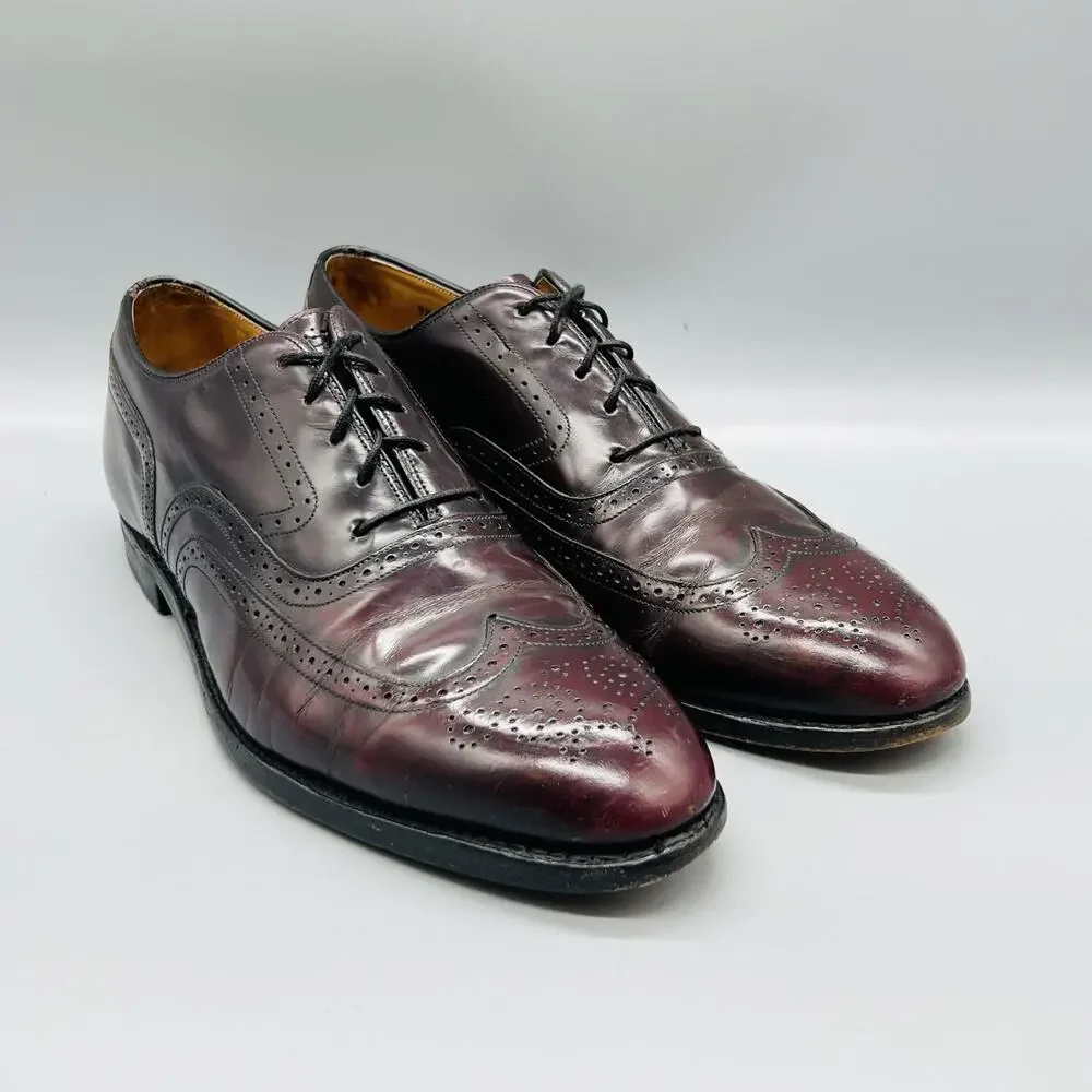 Johnston & Murphy Shoes Mens 9.5 Red Leather Limited Collection Wingtip Dress